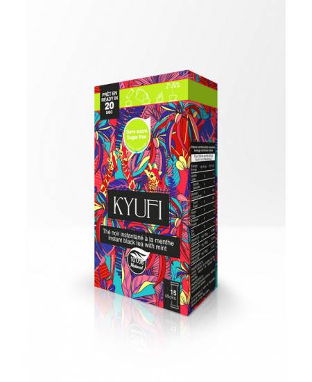 KYUFI Instant Schwarztee Minze ohne Zucker  15x0,9g  شاي كيوفي الأسود سريع التحضير بنكهة النعناع